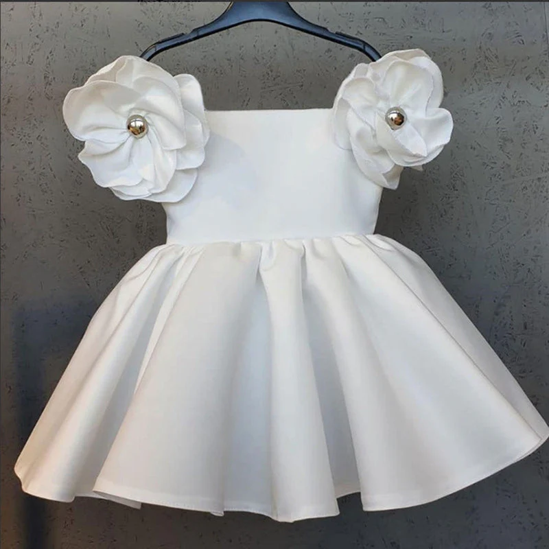 Sweet Ball Gown Off-the-Shoulder Flower Girl Dress with 3D Flower & Beadings - Image 6