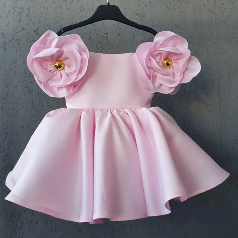 Sweet Ball Gown Off-the-Shoulder Flower Girl Dress with 3D Flower & Beadings - Image 9