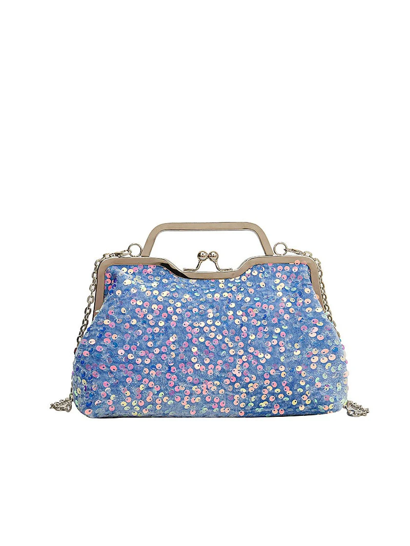 Synthetic Large Capacity Anti-Dust Solid Colour Sequin Clutch Bags - Image 4
