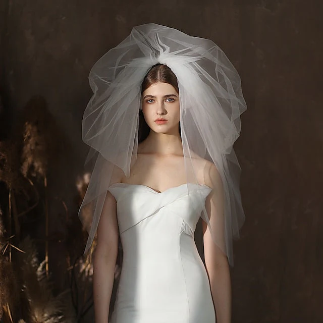 Three-tier Stylish Wedding Veil Blusher Veils / Elbow Veils with Pure Colour Tulle