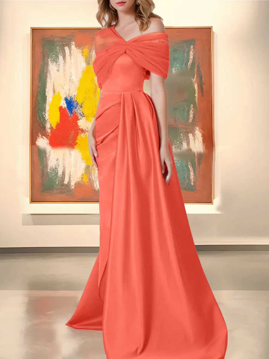 Trumpet/Mermaid Off-the-Shoulder Sleeveless Evening Dresses with Ruffles & Split Front - Image 2