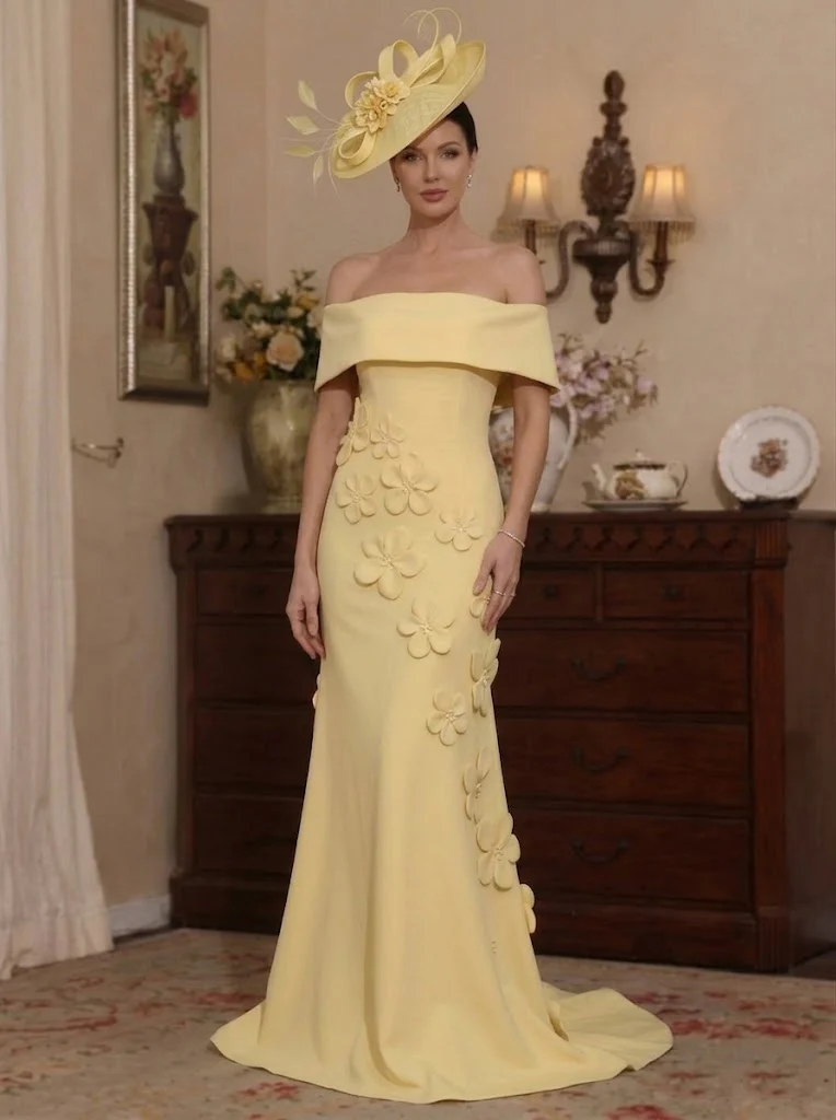 Trumpet/Mermaid Off-the-Shoulder Stretch Satin Mother of the Bride Dresses with 3D Flower Sleeveless Floor-Length