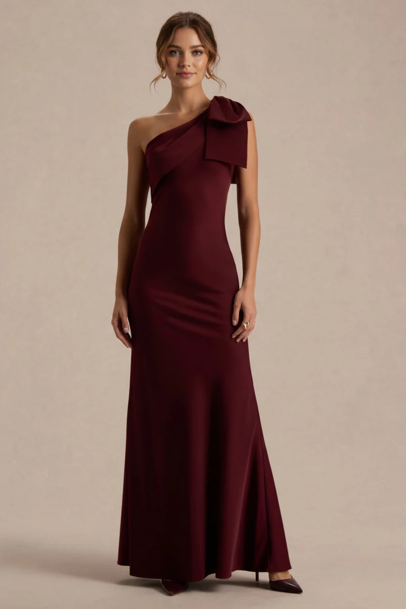 Trumpet/Mermaid One-Shoulder Chiffon Wedding Guest Dresses Bowknot Ankle-Length Sleeveless