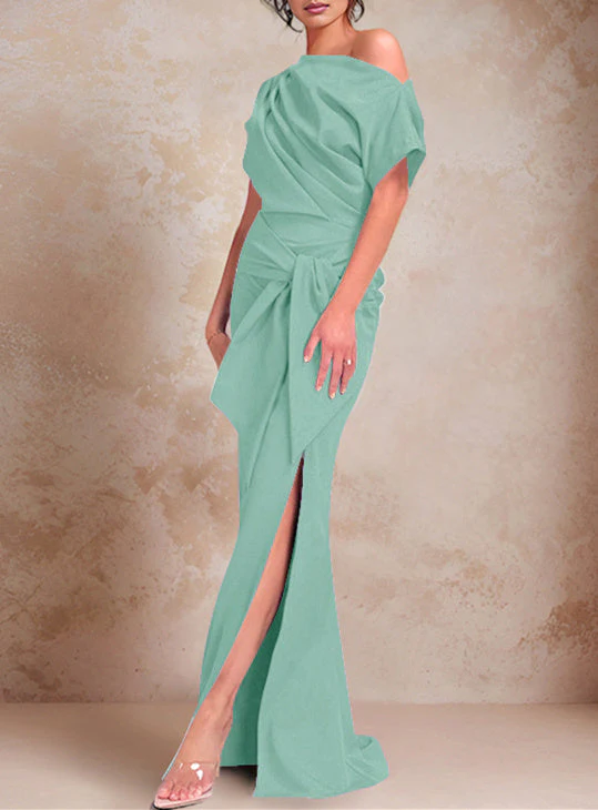 Trumpet/Mermaid One-Shoulder Floor-Length Mother of the Bride Dresses - Image 19