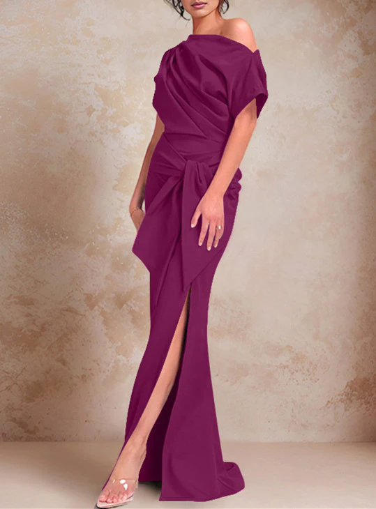 Trumpet/Mermaid One-Shoulder Floor-Length Mother of the Bride Dresses - Image 27