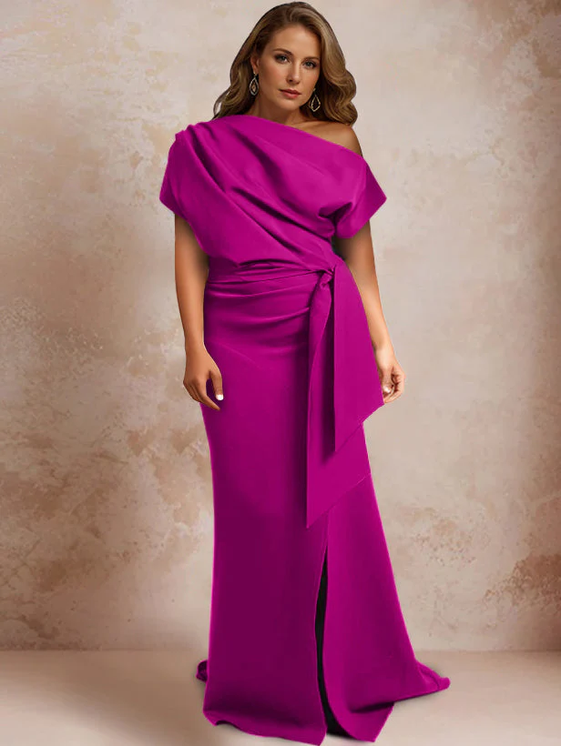Trumpet/Mermaid One-Shoulder Floor-Length Mother of the Bride Dresses - Image 4