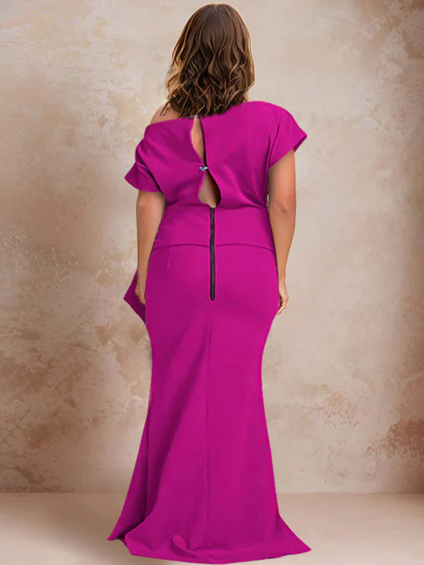 Trumpet/Mermaid One-Shoulder Floor-Length Mother of the Bride Dresses - Image 5