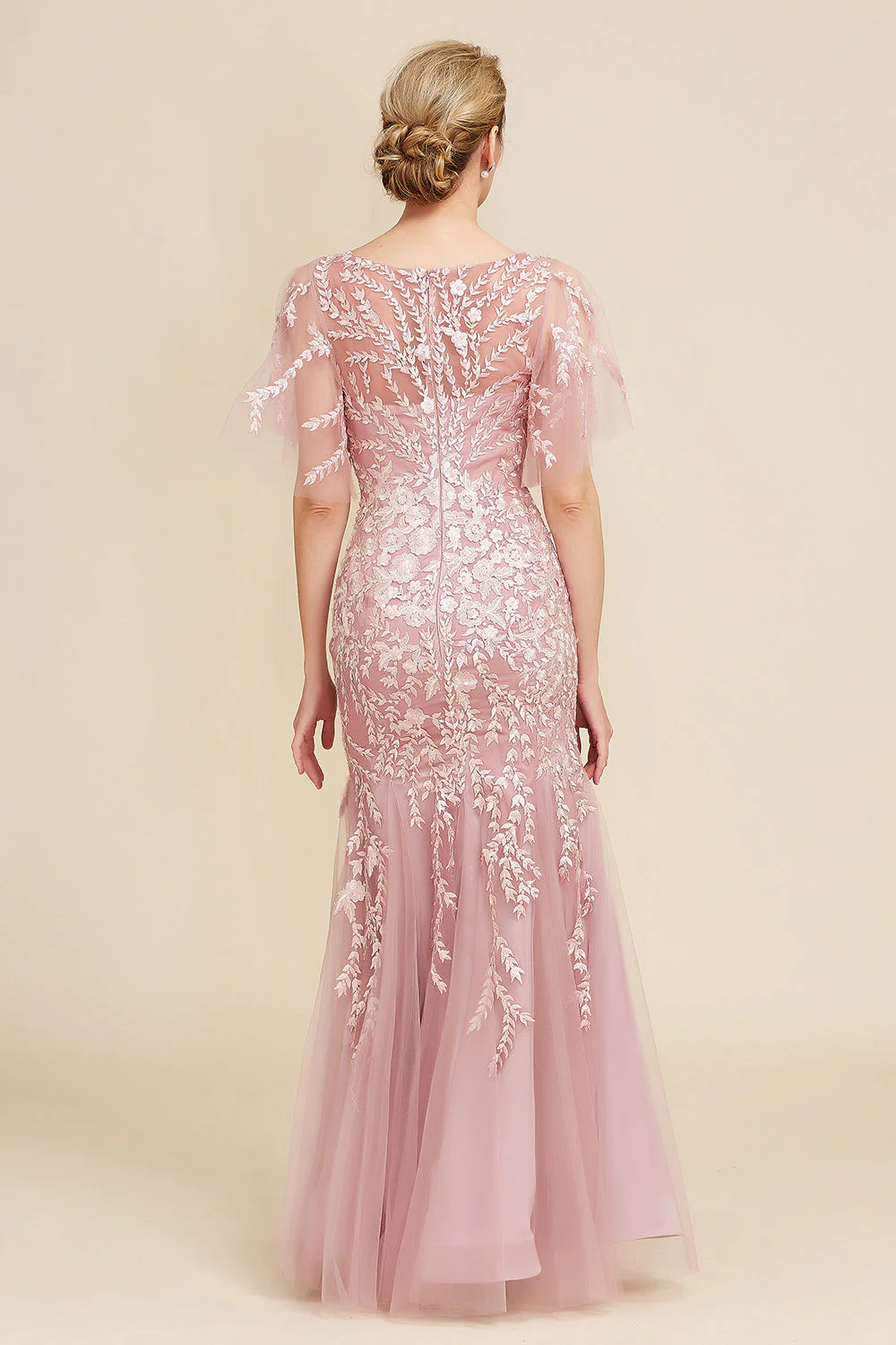 Trumpet/Mermaid Scoop Half Sleeves Floor-Length Mother of the Bride Dresses with Lace - Image 3