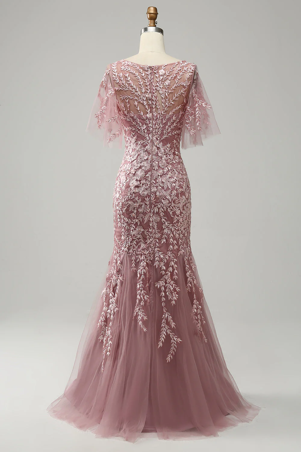 Trumpet/Mermaid Scoop Half Sleeves Floor-Length Mother of the Bride Dresses with Lace - Image 4