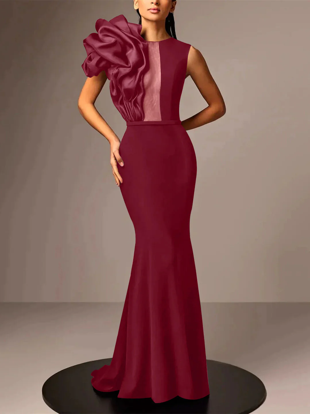 Trumpet/Mermaid Sleeveless Satin Evening Dresses With Flower - Image 10