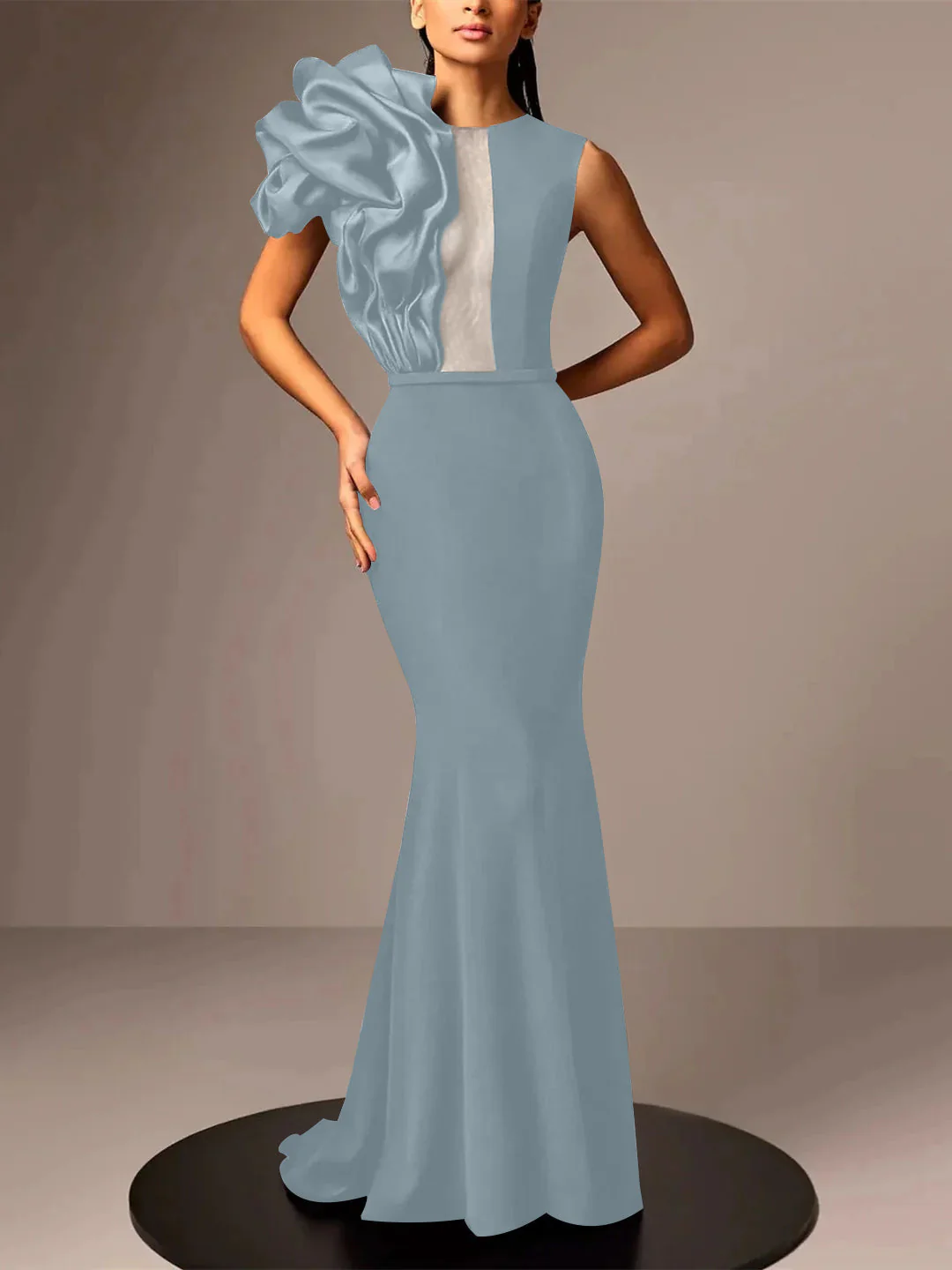 Trumpet/Mermaid Sleeveless Satin Evening Dresses With Flower - Image 12