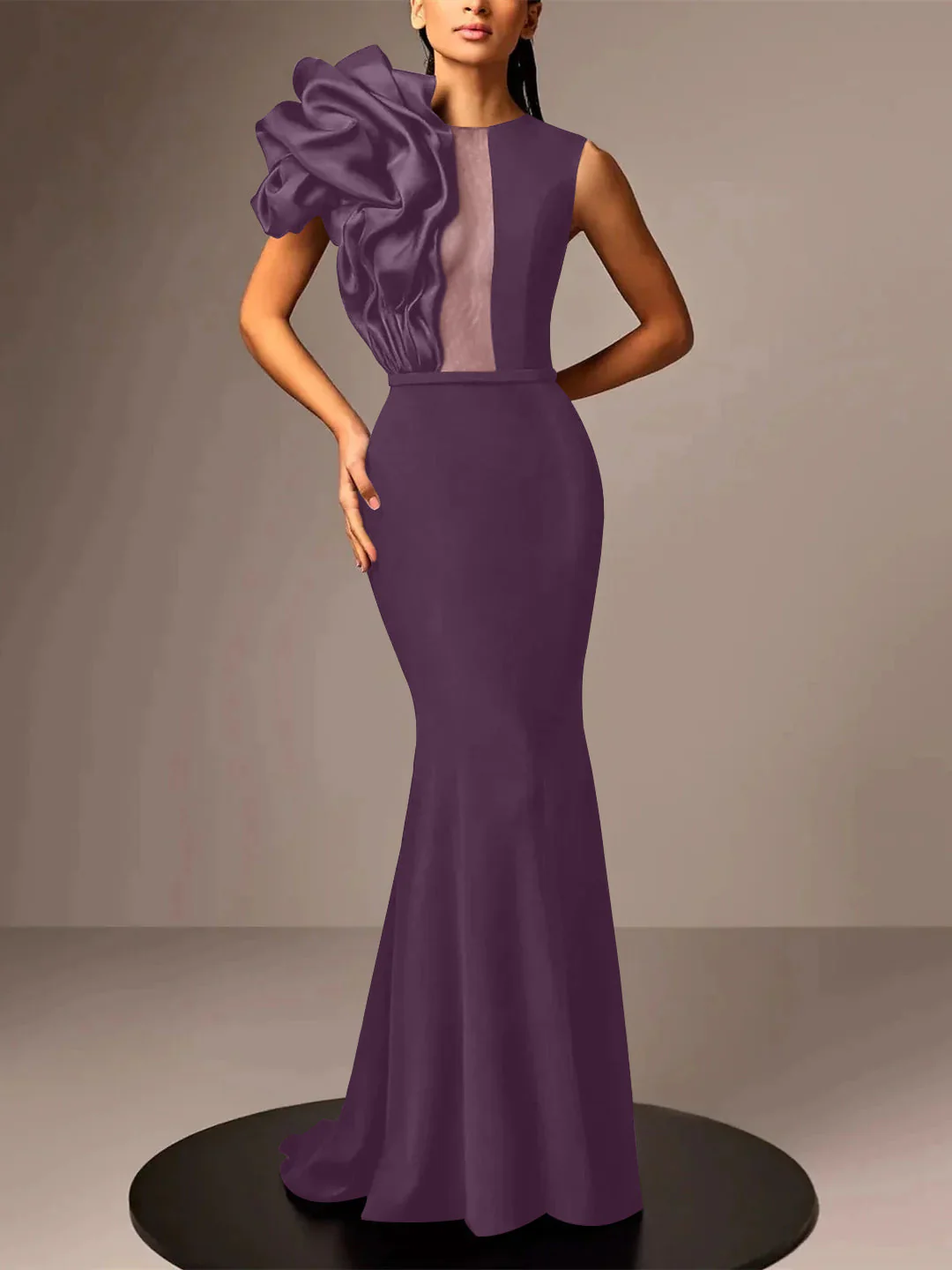 Trumpet/Mermaid Sleeveless Satin Evening Dresses With Flower - Image 14