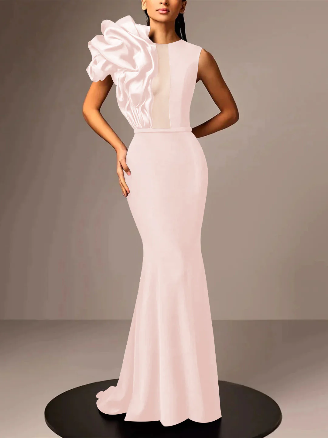 Trumpet/Mermaid Sleeveless Satin Evening Dresses With Flower - Image 16