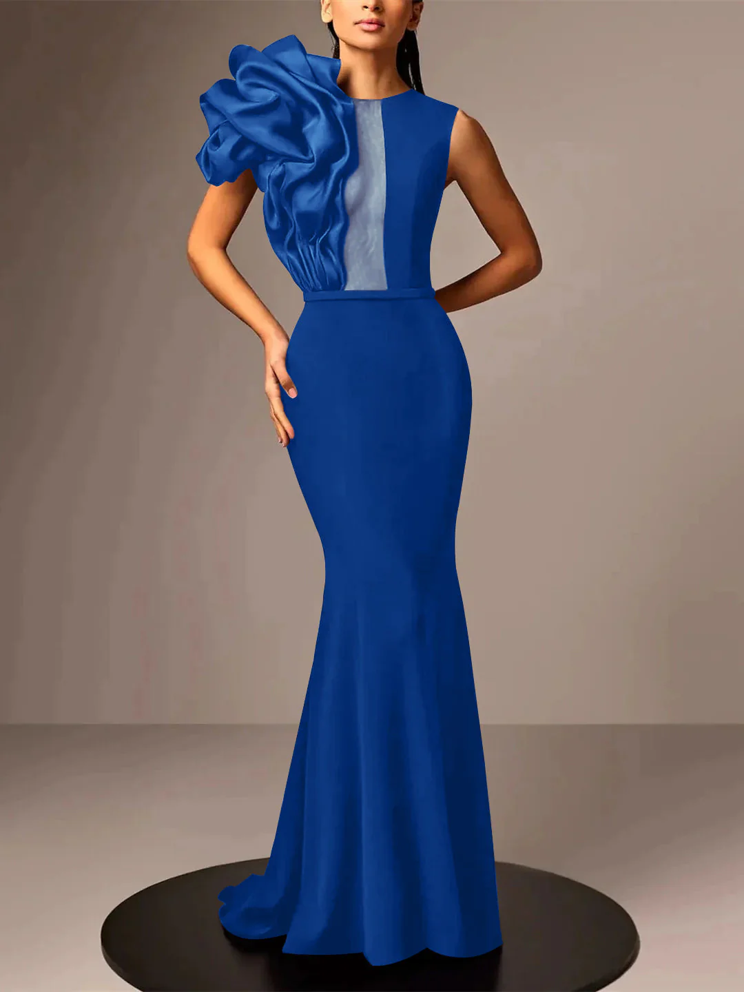 Trumpet/Mermaid Sleeveless Satin Evening Dresses With Flower - Image 7