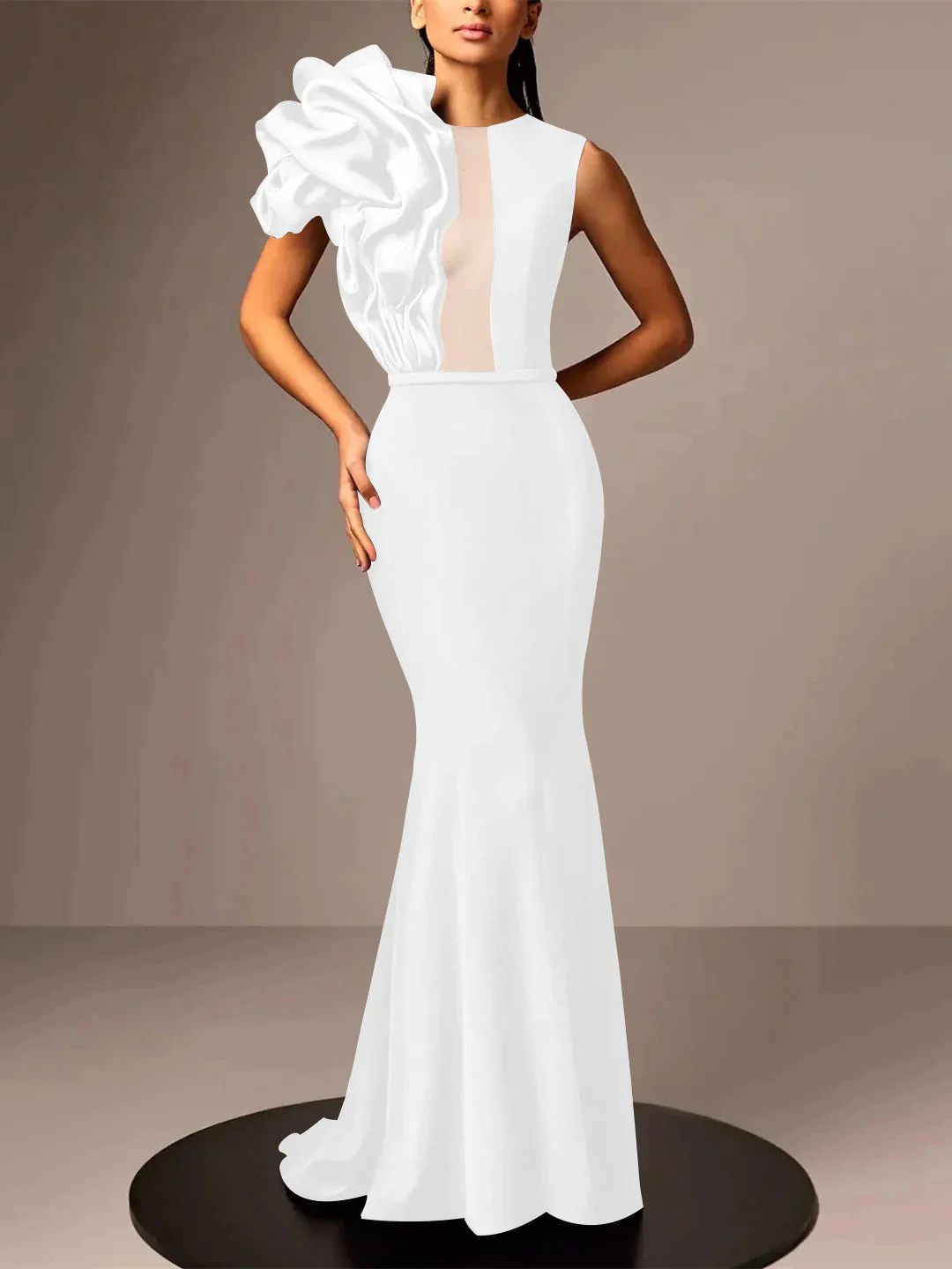Trumpet/Mermaid Sleeveless Satin Evening Dresses With Flower - Image 9
