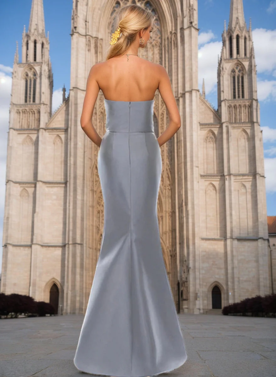 Trumpet/Mermaid Strapless Sleeveless Floor-Length Mother of the Bride Dresses with Bowknot - Image 4