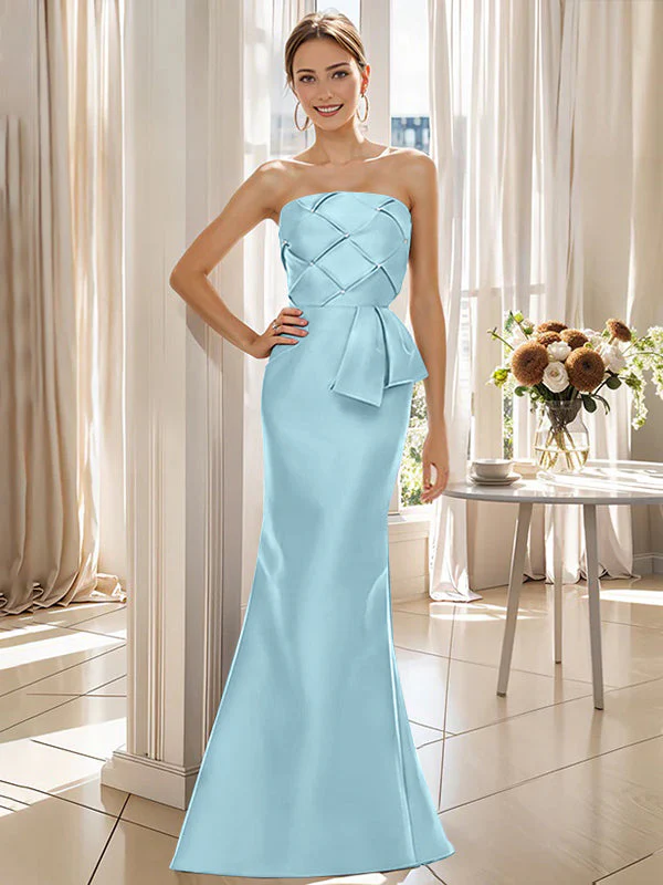 Trumpet/Mermaid Strapless Sleeveless Floor-Length Mother of the Bride Dresses with Bowknot - Image 42