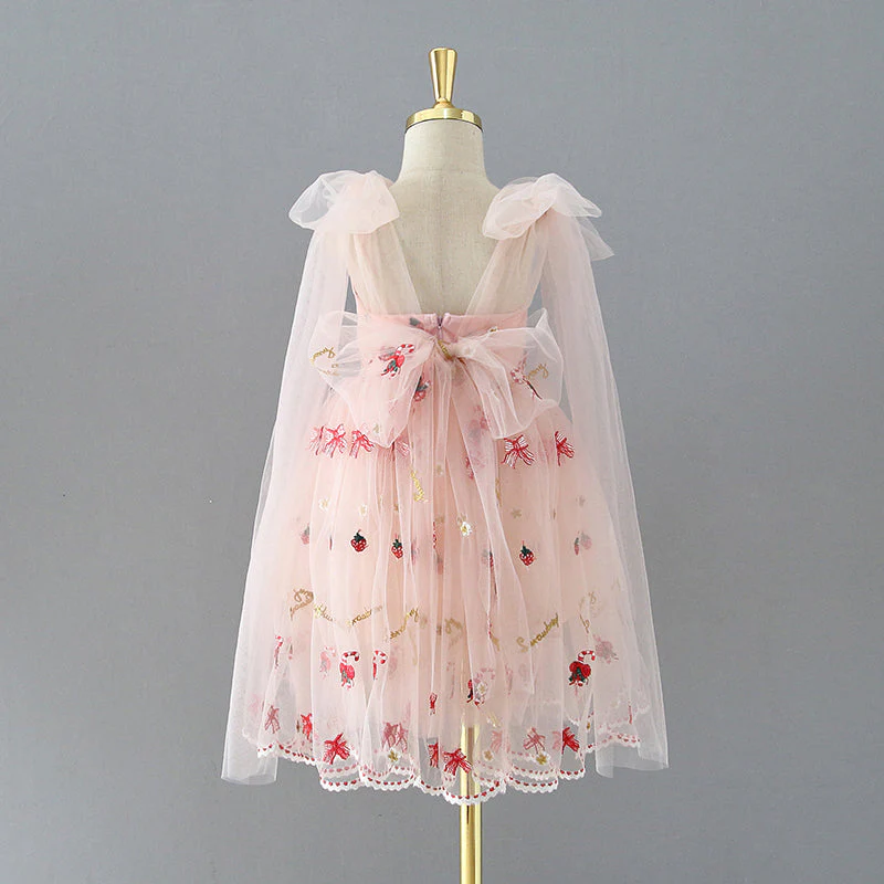 Tulle Knee-length Strawberry Embroidery Flower Girl Dress - Image 12