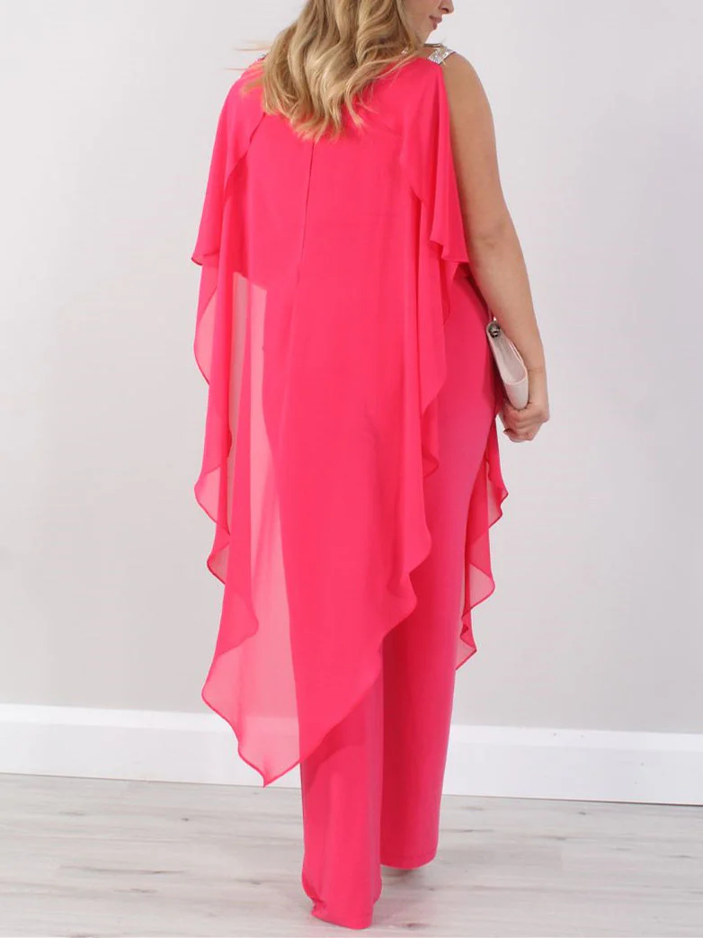 V-Neck Sleeveless Ankle-Length Mother of the Bride Pantsuit/Jumpsuit - Image 2