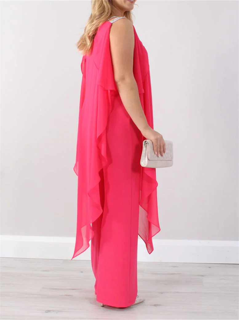 V-Neck Sleeveless Ankle-Length Mother of the Bride Pantsuit/Jumpsuit - Image 3