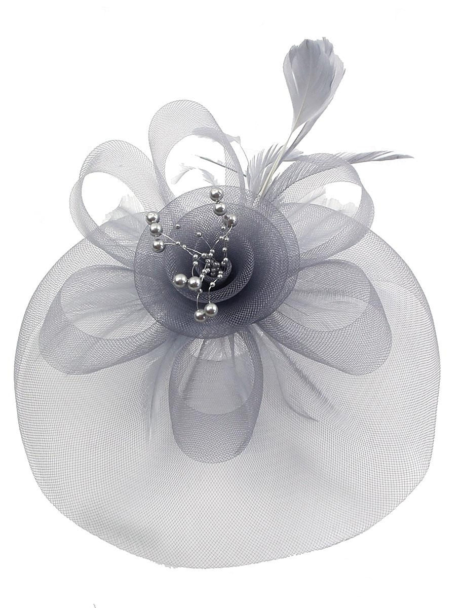 Vintage Organza Horse Race Cocktail Party Feather Veil Hat/Headpiece With Bow - Image 11