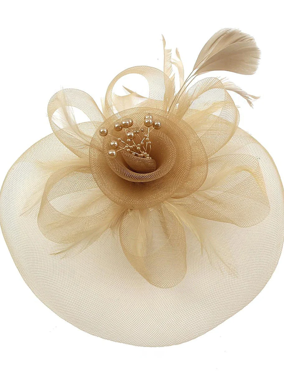 Vintage Organza Horse Race Cocktail Party Feather Veil Hat/Headpiece With Bow - Image 12