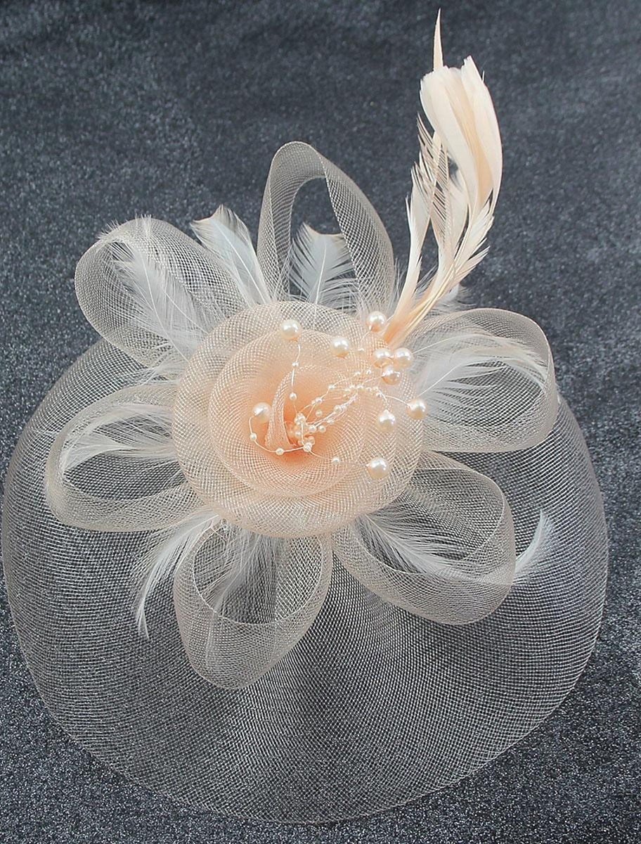 Vintage Organza Horse Race Cocktail Party Feather Veil Hat/Headpiece With Bow - Image 14