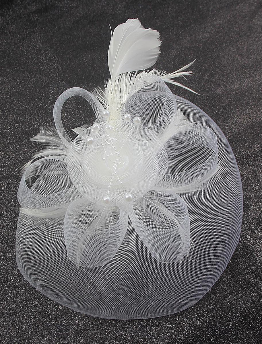 Vintage Organza Horse Race Cocktail Party Feather Veil Hat/Headpiece With Bow - Image 16