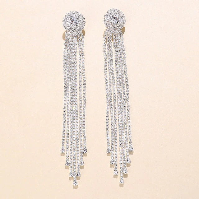 Wedding Party Hoop Earrings Tassel Fringe - Image 2