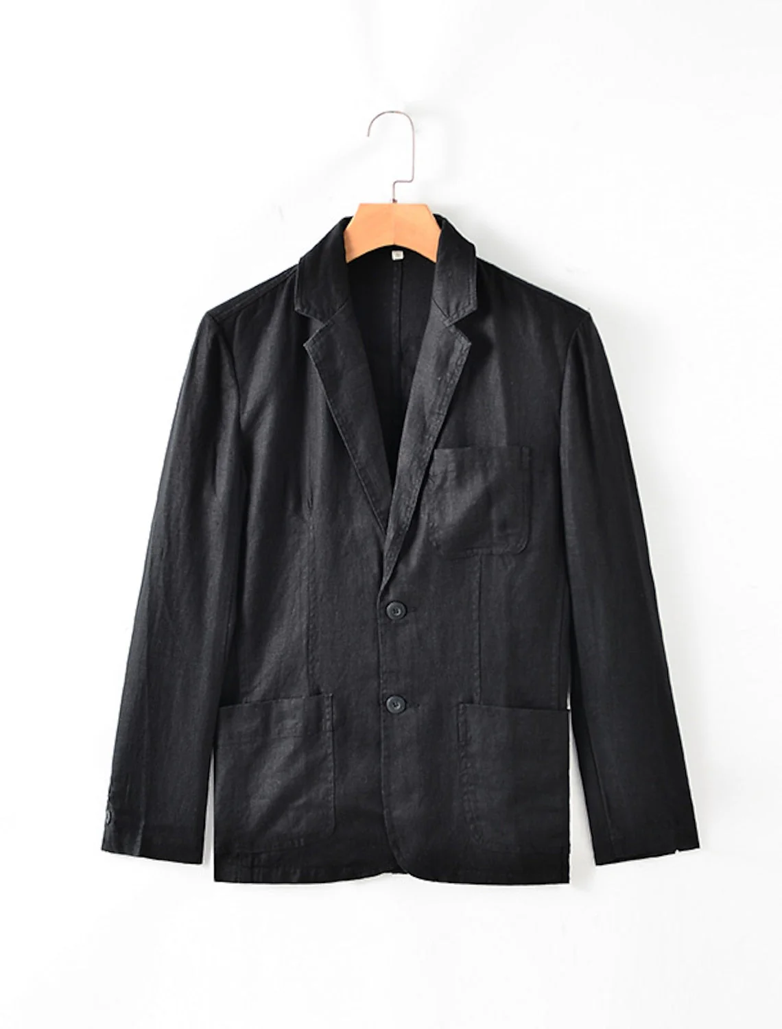 White Blue Beige Black Men's Long Sleeves Casual Daily Linen Blazer - Image 4