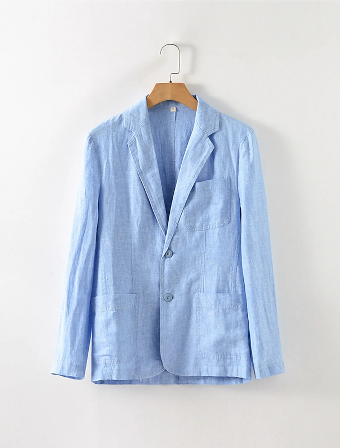 White Blue Beige Black Men's Long Sleeves Casual Daily Linen Blazer - Image 5