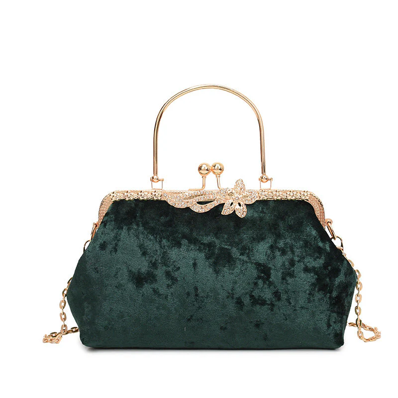 Wine Red Delicate Fashion Velvet High-End Evening Clutch Bag - Image 9