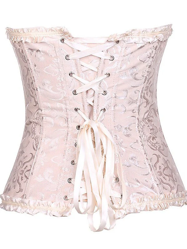 Women's Hook & Eye Tummy Control Push Up Jacquard Overbust Corsets for Wedding Party Birthday - Image 6
