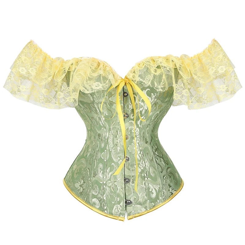 Women's Sexy Buckle Hook Push Up Lace Overbust Corsets for Wedding Party Birthday - Image 9