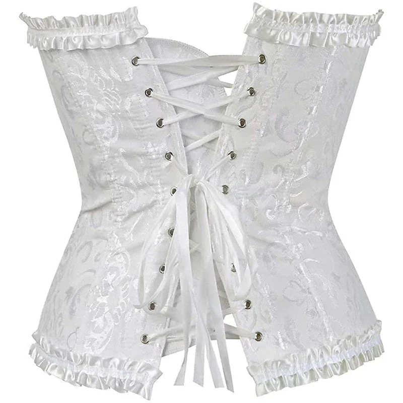 Women's Tummy Control Overbust  Jacquard Abstract Flower Hook & Eye Corsets for Wedding Party Birthday - Image 5