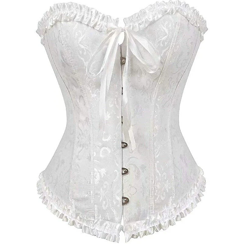 Women's Tummy Control Overbust  Jacquard Abstract Flower Hook & Eye Corsets for Wedding Party Birthday - Image 6