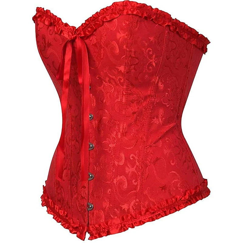 Women's Tummy Control Overbust  Jacquard Abstract Flower Hook & Eye Corsets for Wedding Party Birthday - Image 8