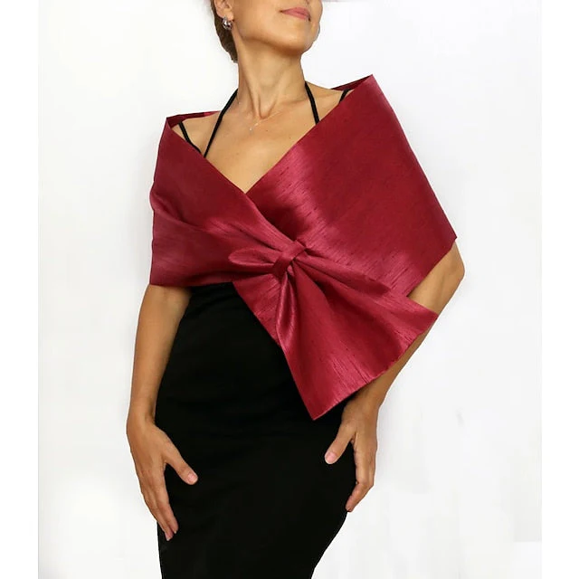 Women‘s Wedding Guest Wrap Pure Elegant Sleeveless Taffeta Wedding Wraps With Pure colour - Image 4