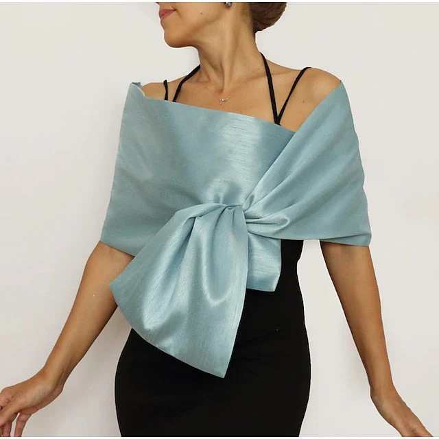 Women‘s Wedding Guest Wrap Pure Elegant Sleeveless Taffeta Wedding Wraps With Pure colour - Image 5