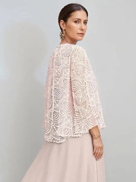 Women's 3/4 Sleeves Open-front Lace Jackets - Image 2