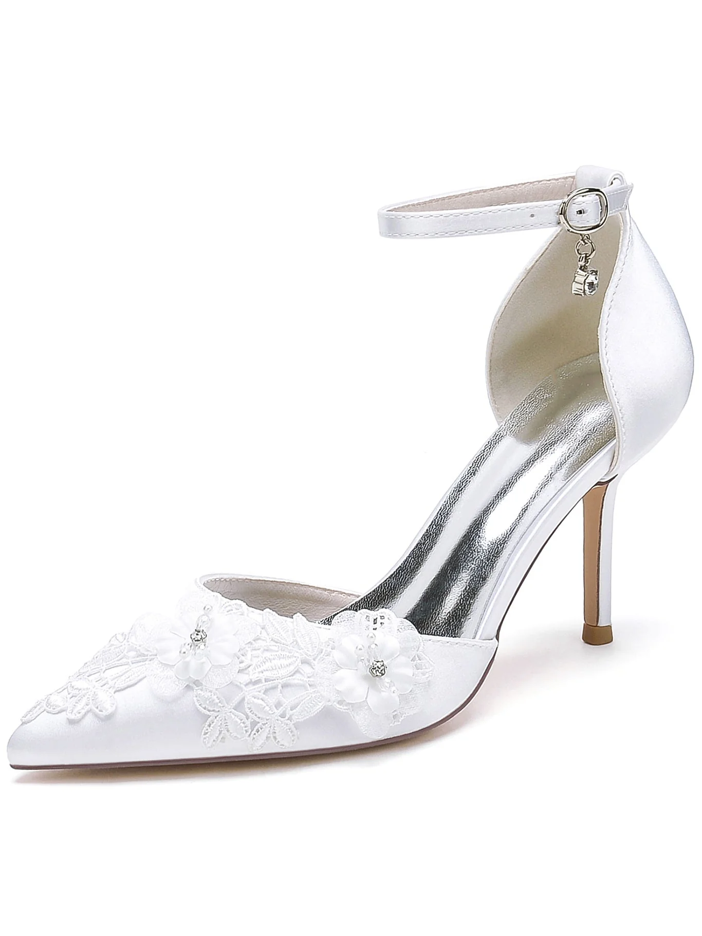Women's Applique Stiletto Heel Pointed Toe Bridesmaid Shoes - Image 6