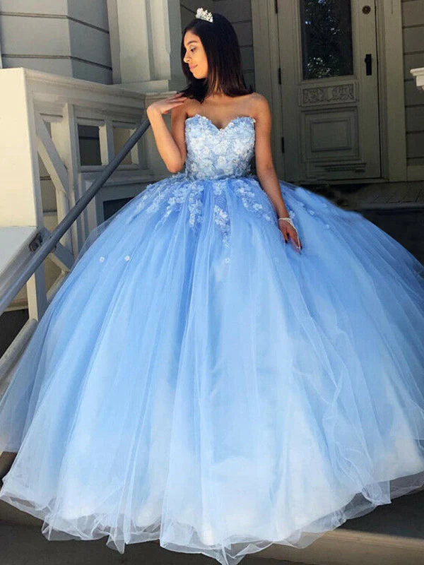 Women's Ball Gown Tulle Sweetheart Sweep/Brush Train Long Prom Dresses
