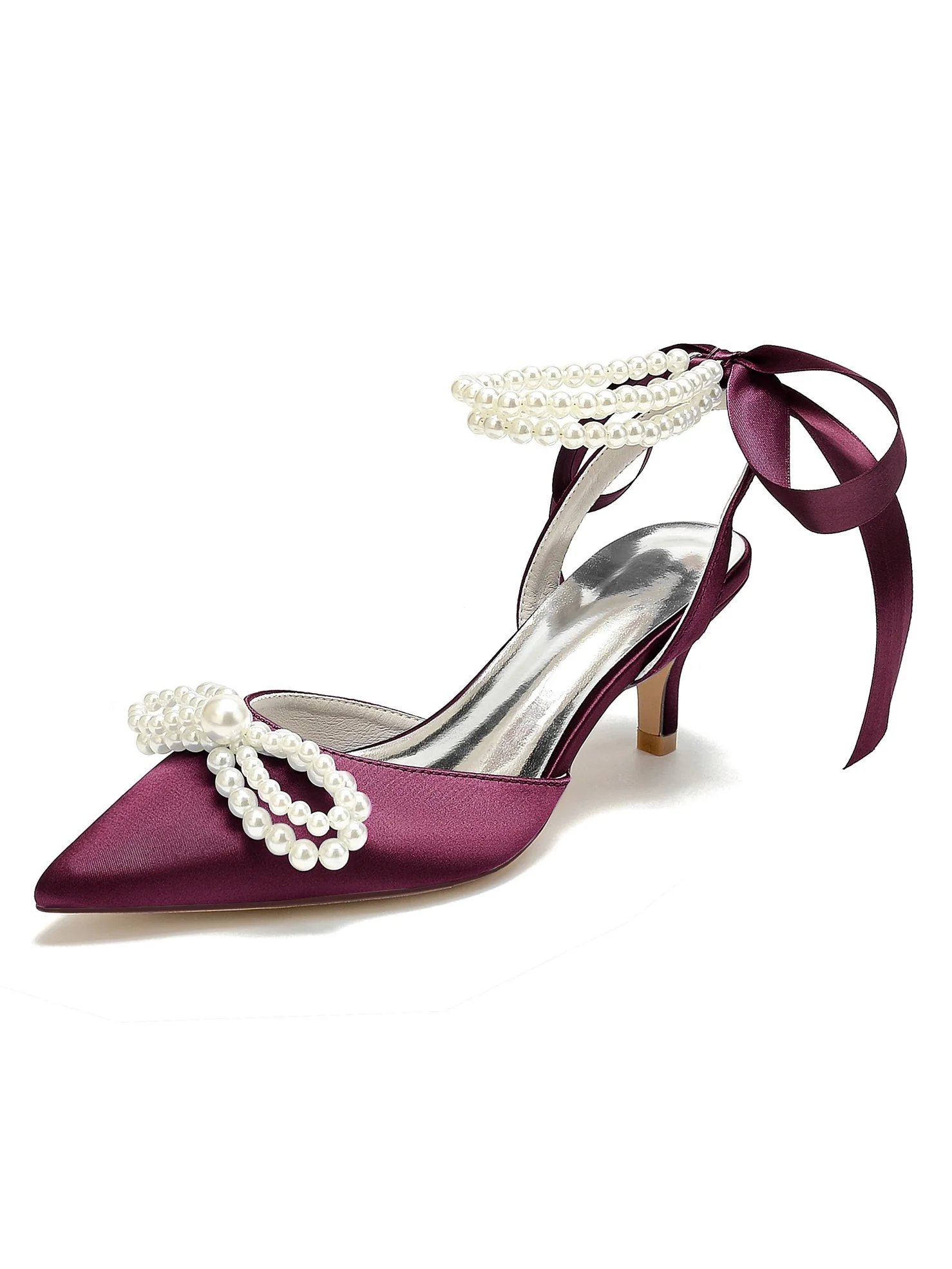Women's Beadings Mid Heel Pointed Toe Bridal Shoes - Image 13