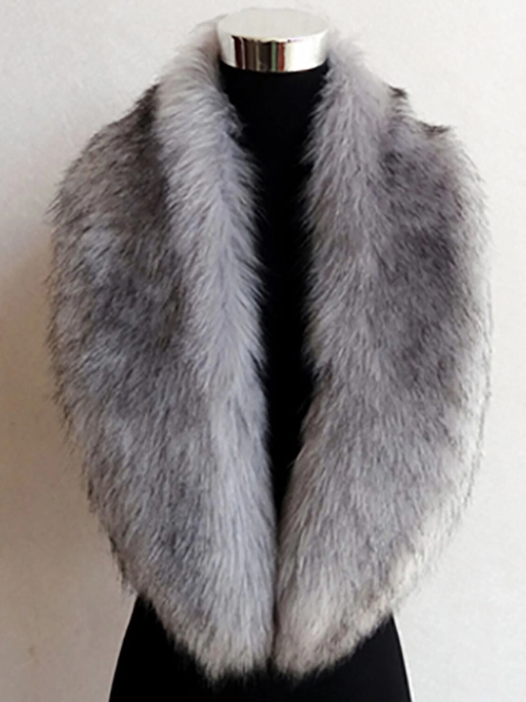 Women's Black Daily Luxury Elegant Faux Fur Soft Wedding Shawl - Image 8