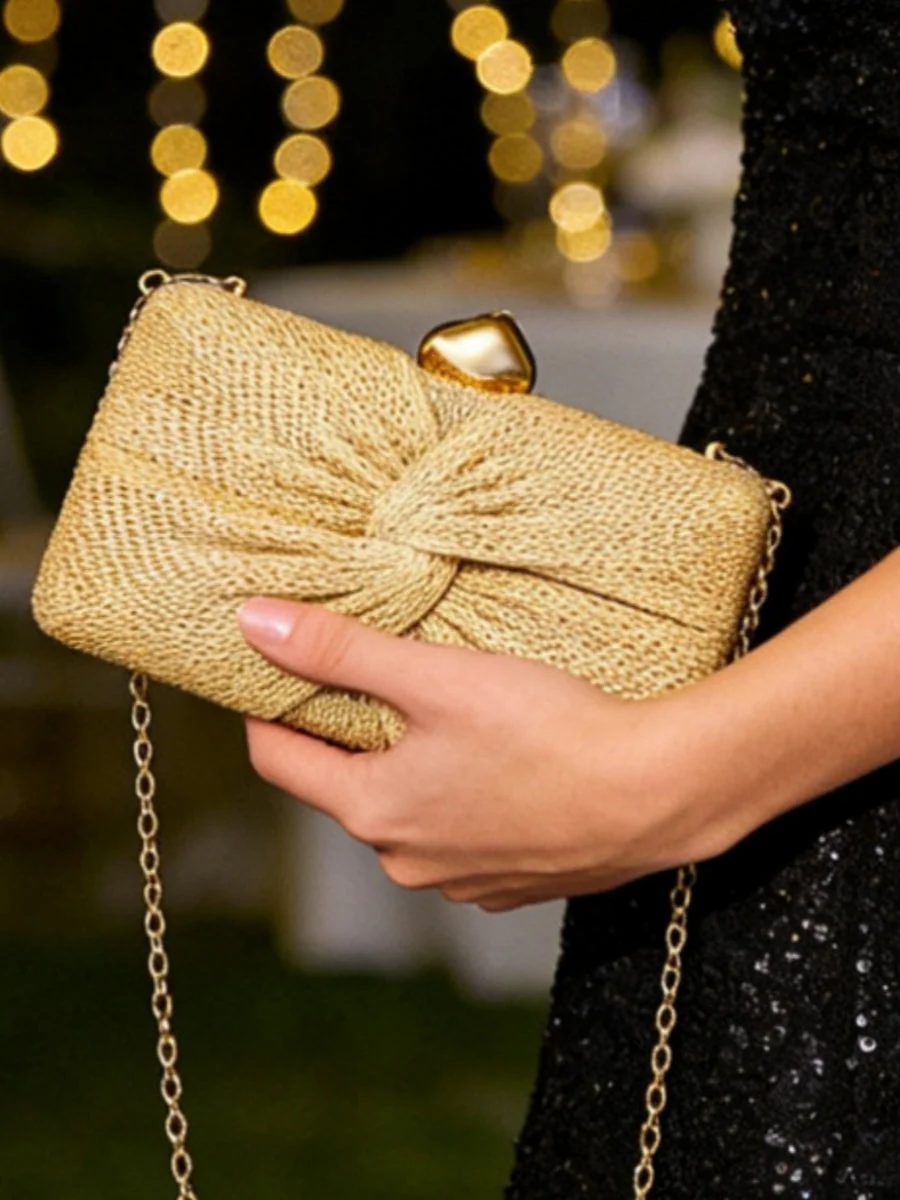 Women's Clutches & Wedding Party Evening Bags Box-shaped Woven Straw Bag - Image 3