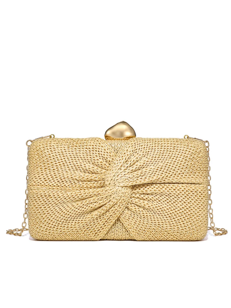 Women's Clutches & Wedding Party Evening Bags Box-shaped Woven Straw Bag - Image 4