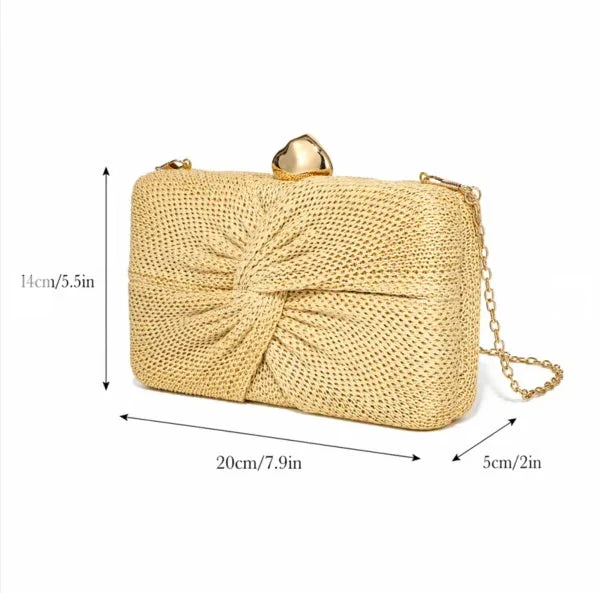 Women's Clutches & Wedding Party Evening Bags Box-shaped Woven Straw Bag - Image 7