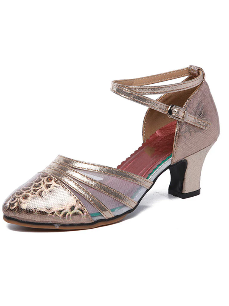 Women's Dancewear Shoes Buckle Low Heel Closed Toe Latin Dance Shoes - Image 3