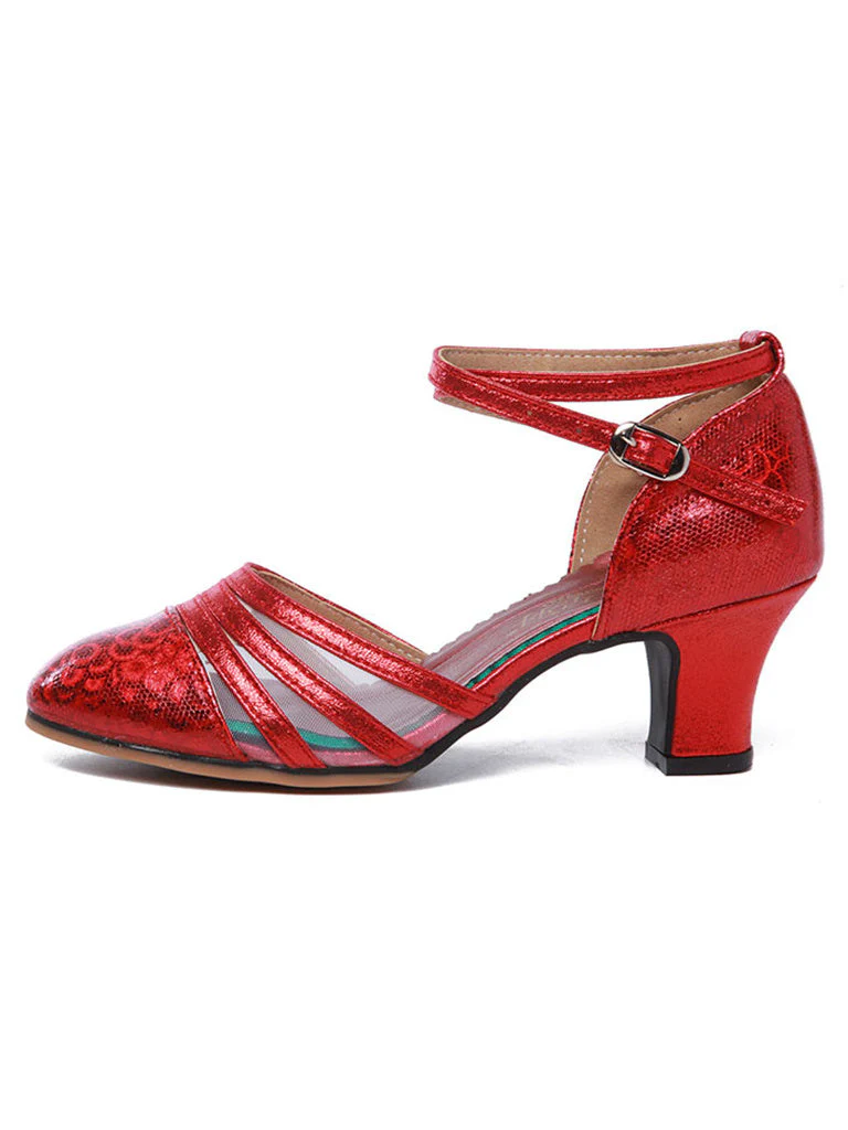 Women's Dancewear Shoes Buckle Low Heel Closed Toe Latin Dance Shoes - Image 4