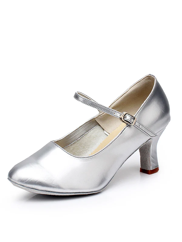 Women's Dancewear Shoes High Heel Round Toe PU Leather Ballroom Shoes - Image 6